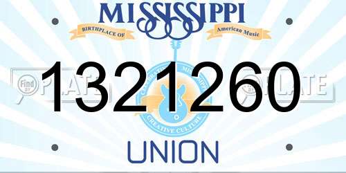 1321260 Mississippi License Plate