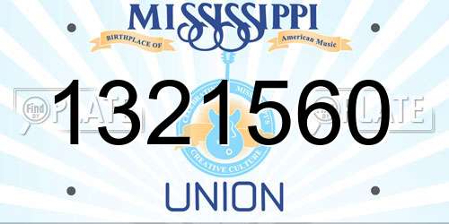 1321560 Mississippi License Plate