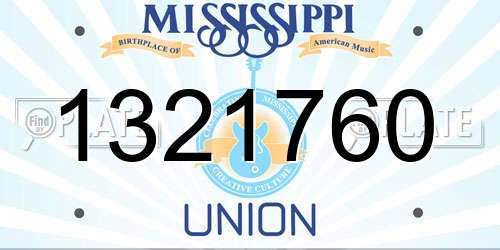 1321760 Mississippi License Plate