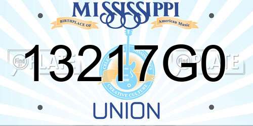13217G0 Mississippi License Plate