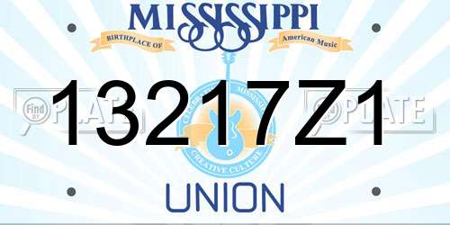 13217Z1 Mississippi License Plate
