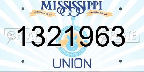 1321963 Mississippi License Plate