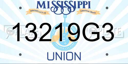 13219G3 Mississippi License Plate
