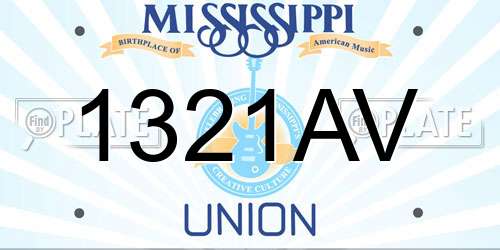 1321AV Mississippi License Plate