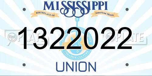 1322022 Mississippi License Plate