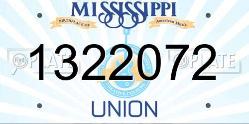 1322072 Mississippi License Plate