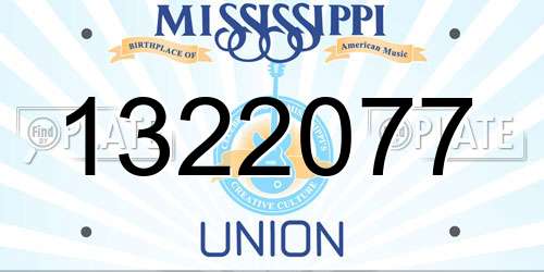 1322077 Mississippi License Plate