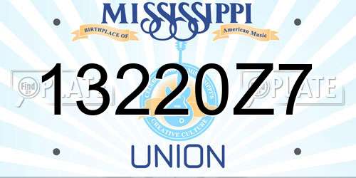 13220Z7 Mississippi License Plate