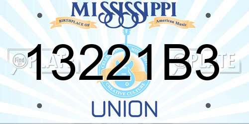 13221B3 Mississippi License Plate