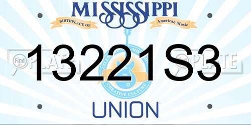 13221S3 Mississippi License Plate