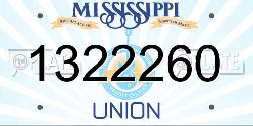 1322260 Mississippi License Plate