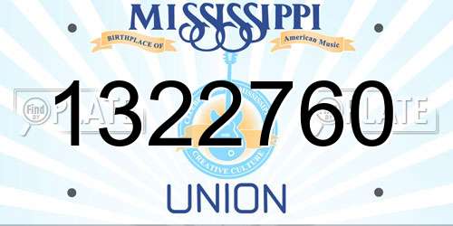 1322760 Mississippi License Plate