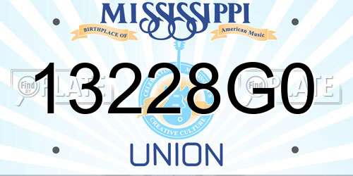 13228G0 Mississippi License Plate