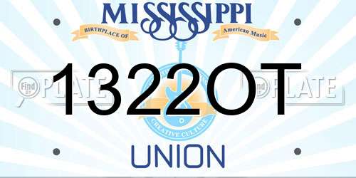1322OT Mississippi License Plate