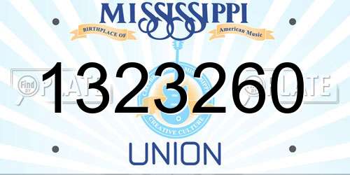 1323260 Mississippi License Plate