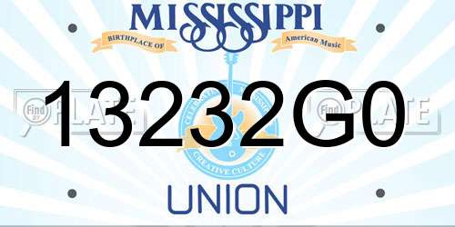 13232G0 Mississippi License Plate