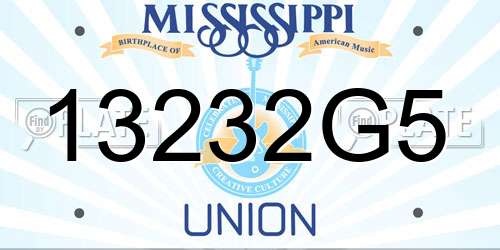 13232G5 Mississippi License Plate