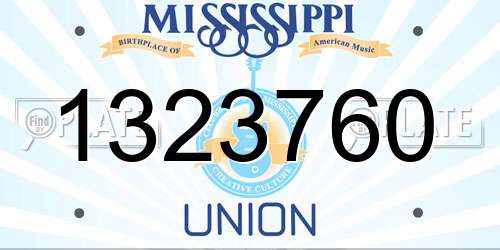 1323760 Mississippi License Plate
