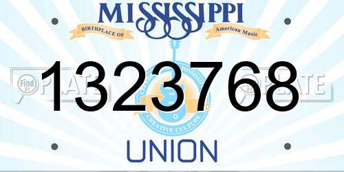 1323768 Mississippi License Plate