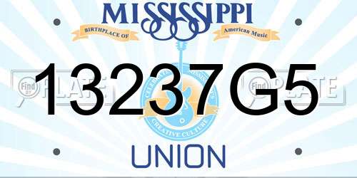 13237G5 Mississippi License Plate