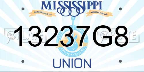 13237G8 Mississippi License Plate