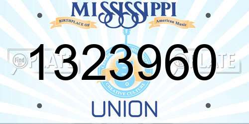 1323960 Mississippi License Plate