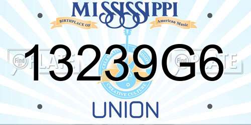 13239G6 Mississippi License Plate