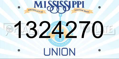 1324270 Mississippi License Plate