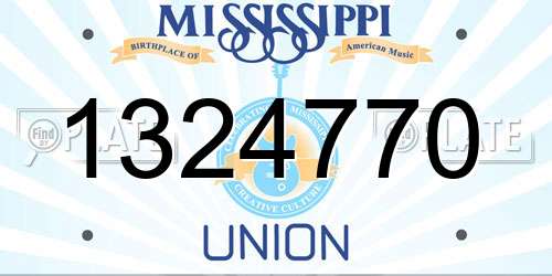 1324770 Mississippi License Plate