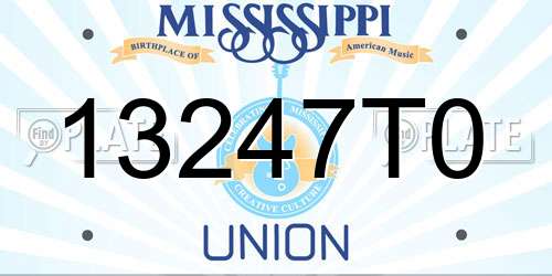 13247T0 Mississippi License Plate