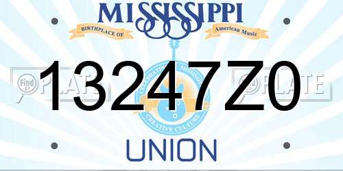 13247Z0 Mississippi License Plate