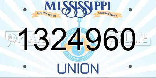 1324960 Mississippi License Plate