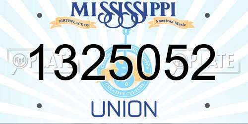 1325052 Mississippi License Plate