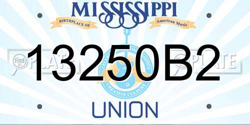 13250B2 Mississippi License Plate