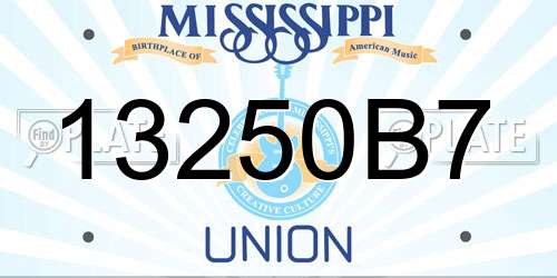 13250B7 Mississippi License Plate