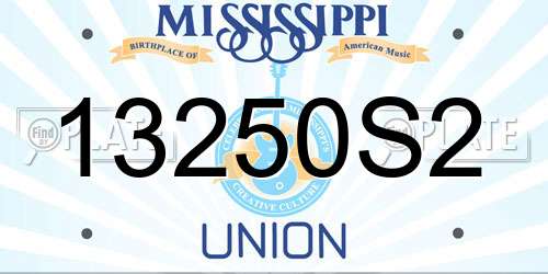 13250S2 Mississippi License Plate