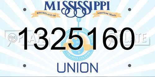 1325160 Mississippi License Plate