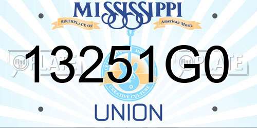 13251G0 Mississippi License Plate