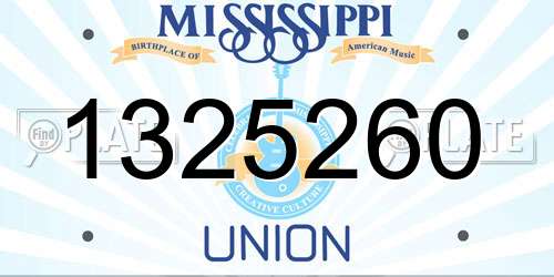 1325260 Mississippi License Plate