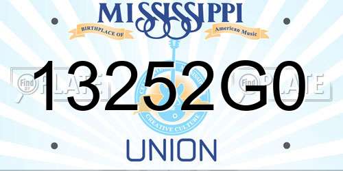 13252G0 Mississippi License Plate