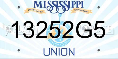13252G5 Mississippi License Plate