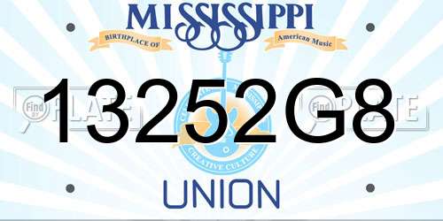 13252G8 Mississippi License Plate