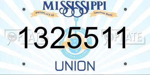 1325511 Mississippi License Plate