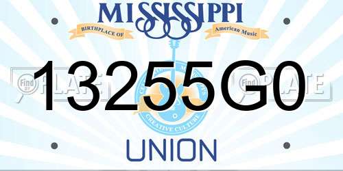 13255G0 Mississippi License Plate