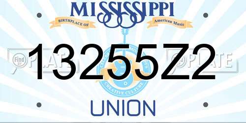 13255Z2 Mississippi License Plate