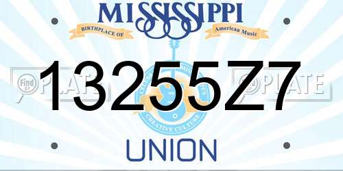 13255Z7 Mississippi License Plate