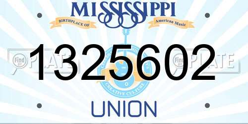 1325602 Mississippi License Plate