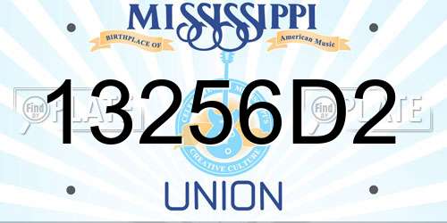 13256D2 Mississippi License Plate