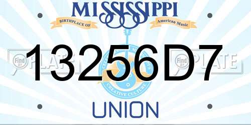 13256D7 Mississippi License Plate