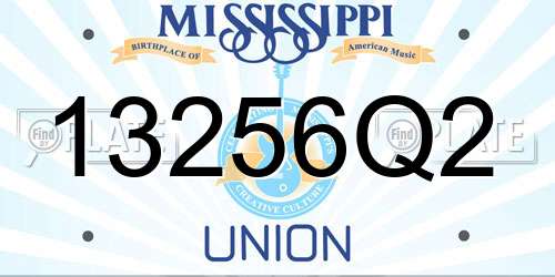 13256Q2 Mississippi License Plate
